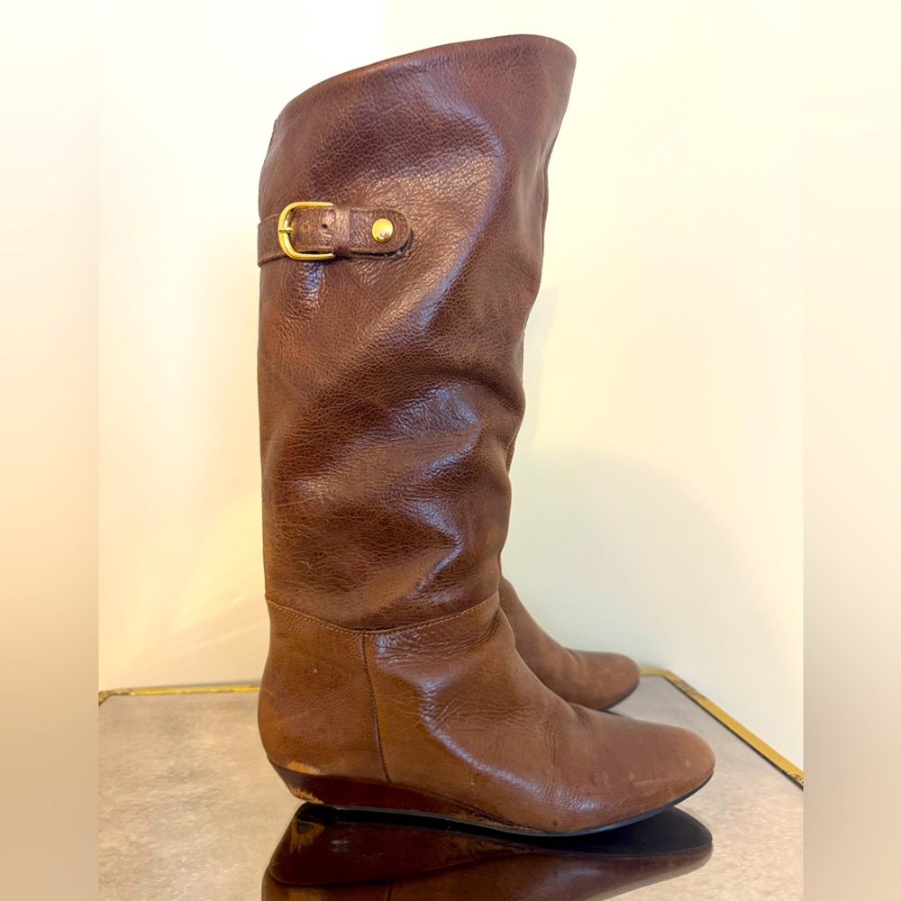 Brown Leather Knee-High Boots